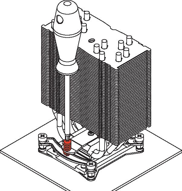 LGA20xx Noctua NH-U12A Montageanleitung LGA20xx Setzen Sie anschließend den Kühler auf die CPU und schrauben Sie ihn an die Schraubenstutzen der Montagebrücken.