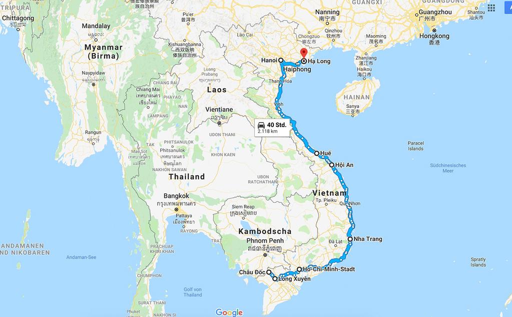 Meine Reise durch Südostasien 1 Woche Kambodscha 2 Wochen Vietnam 1 Woche Laos 2 Wochen Thailand 2 Wochen Myanmar 1 Woche Malaysia 4 Wochen Indonesien Quelle: Google Maps 2.