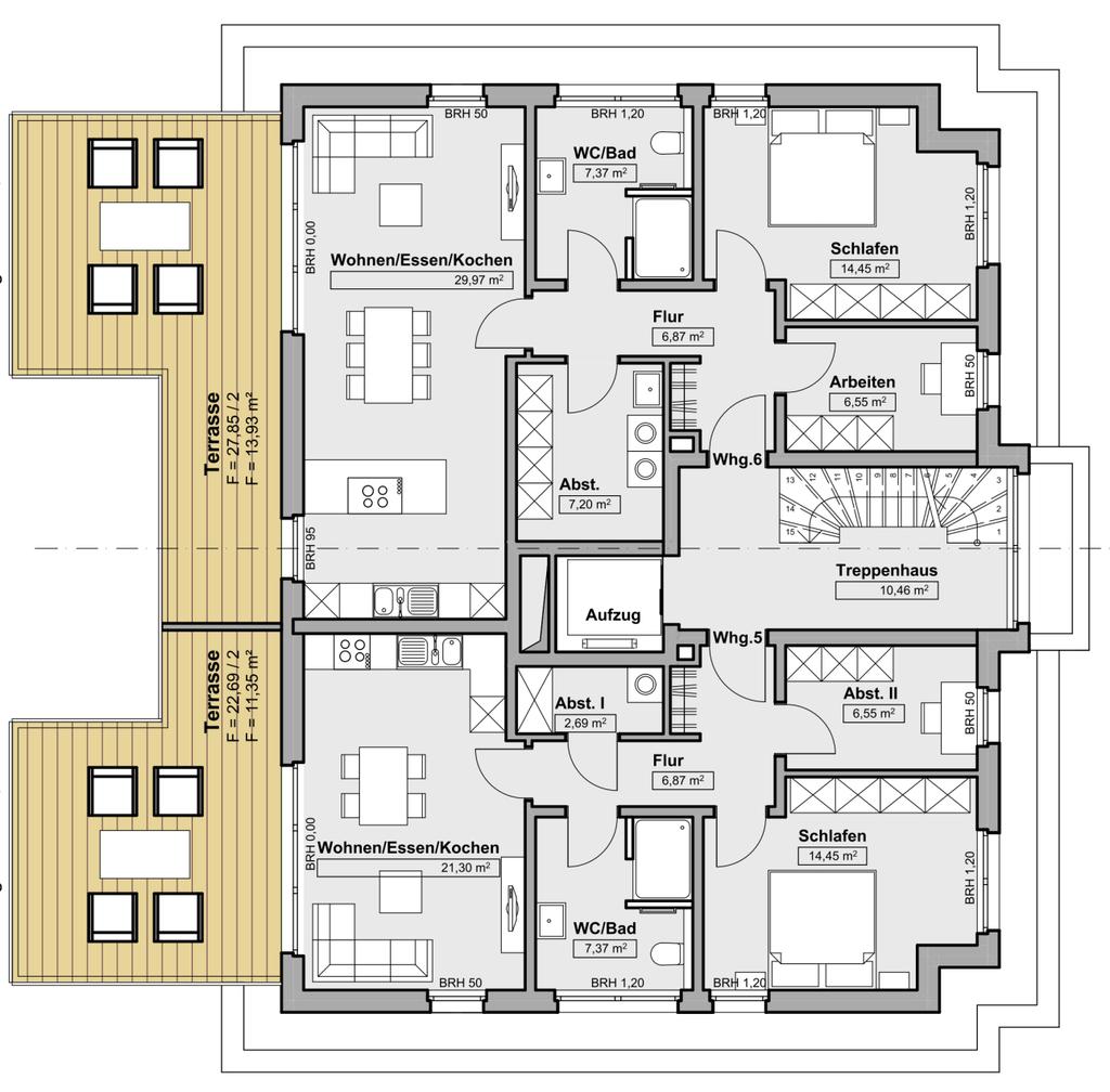 Penthouse-Wohnungen im Staffelgeschoss