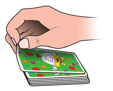 an der Reihe. Im Laufe des Spiels entsteht zwischen der Glocke und dem verdeckten Kartenstapel ein offener Kartenstapel.