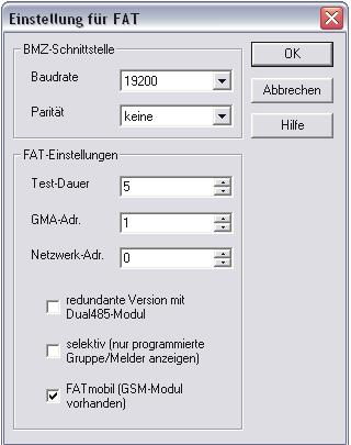 GSM Ankopplung FAT 2002 Programmierung Das FAT wird mittels der Programmiersoftware FatProgWin konfiguriert (CD / Download im Internet).