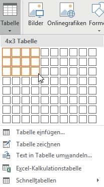 5.1 Tabellen einfügen Lernziele: Tabellen erstellen, Tabellen umwandeln, Umgang mit Datentabellen Einfache Tabellen können Sie mit Hilfe der Tabulatoren erstellen.