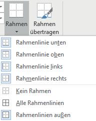 Rahmen und Linien Gitternetzlinien Sie möchten einer Tabelle oder einzelnen, markierten Zellen Linien oder Rahmen zuteilen.