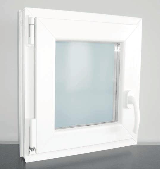 AKF Kunststoff-Dreh-/Kippfenster, einflügelig SF 100 Weiß Kunststoff-Dreh-/Kippfenster, 3-Kammerprofil flächenversetzt, verdeckt liegender Markenbeschlag Siegenia-Aubi, Ansichtsbreite 98 mm (Flügel +