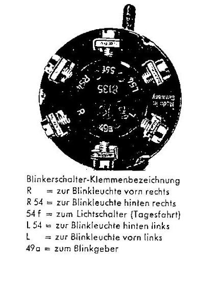 Bei entsprechender Stellung des Blinkerschalters muss die Prüflampe leuchten. Falls nicht, ist die Zuleitung vom Schalter zur Blinkleuchte zu ersetzten.