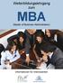 Weiterbildungslehrgang zum MBA. (Master of Business Administration) Informationen für Interessenten