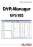 Bedienungsanleitung. DVR-Manager UFS 922