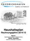 Haushaltsplan Rechnungsjahre 2014/15 Band I Haushaltssatzung Stadt und Zeppelin-Stiftung Städt. Haushalt Vorbericht Gesamtplan Einzelpläne