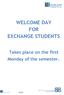 WELCOME DAY FOR EXCHANGE STUDENTS