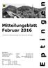 E p t i n g e n. Mitteilungsblatt Februar 2016. Amtliches Publikationsorgan der Gemeinde Eptingen