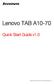 Lenovo TAB A10-70. Quick Start Guide v1.0. English/Deutsch/Français/Italiano