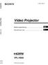 (1) Video Projector VPL-HS50. Video Projector. Bedienungsanleitung. Istruzioni per l uso VPL-HS Sony Corporation