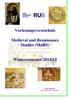Vorlesungsverzeichnis. Medieval and Renaissance Studies (MaRS) Wintersemester 2014/15