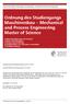 Ordnung des Studiengangs Maschinenbau Mechanical and Process Engineering Master of Science