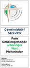 Gemeindebrief April 2017 Freie Christengemeinde Lebendiges Wort Pfaffenhofen