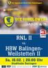 RNL II. HBW BalingenWeilstetten II DIE JUNGLÖWEN. Sa, Uhr. SaISon 18/19. vs. # 1 TEAM 1 ZIEL. Stadthalle Östringen