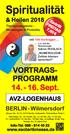 Spiritualität VORTRAGS- PROGRAMM Sept. AVZ-LOGENHAUS. BERLIN - Wilmersdorf