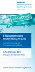 EINLADUNG. 1. Fachkongress des FORUM Wasserhygiene. 7. September Qualitätssicherung des Trinkwassers im Gebäude. Orangerie Schönbrunn/Wien
