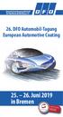 Deutsche Forschungsgesellschaft für Oberflächenbehandlung e.v. 26. DFO Automobil-Tagung European Automotive Coating Juni 2019 in Bremen