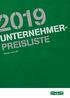 UNTERNEHMER- PREISLISTE. Gültig ab 1. Januar 2019