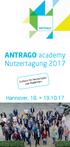 ANTRAGO academy Nutzertagung Exklusiv für Hochschulen und Akademien. Hannover,