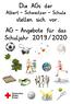 Die AGs der Albert-Schweitzer-Schule. stellen sich vor. AG-Angebote für das Schuljahr 2019/2020