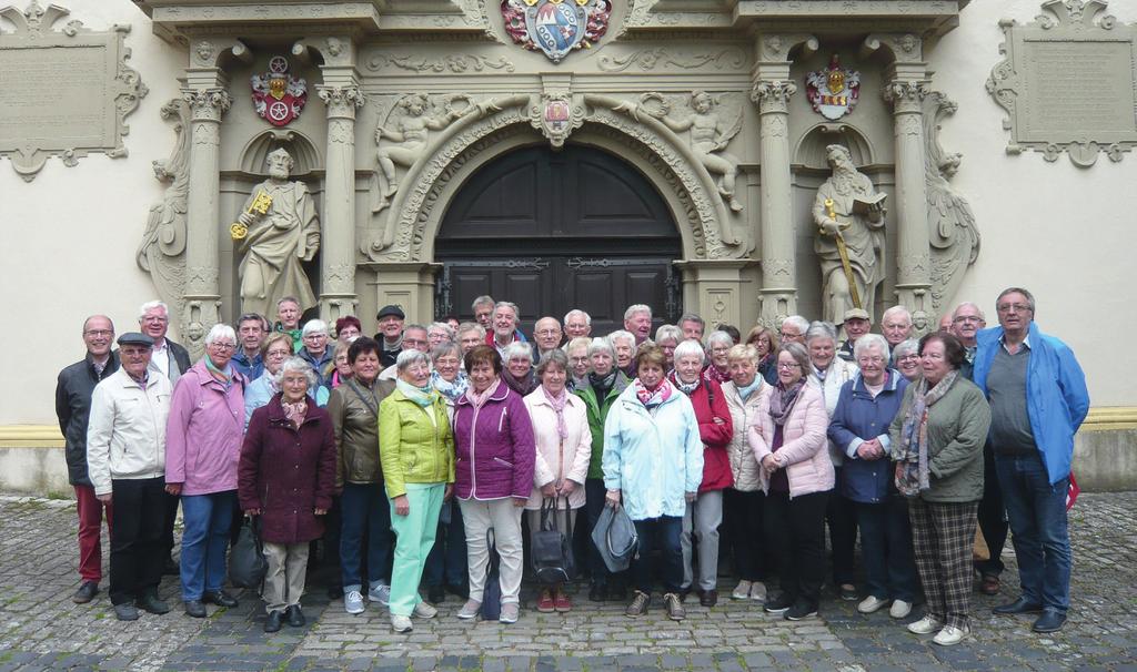 Kolpingsenioren auch 2019 wieder auf großer Fahrt 52 Senioren erlebten vom 6. bis 9. Mai eine abwechslungsreiche Fahrt nach Unterfranken in das Bistum Würzburg.