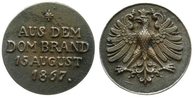 Gedenkmedaille zum Dombrand im Museumsbestand weise, bei einem Spezial-Auktionshaus im Rheinland eine dieser Medaillen zu ersteigern und nun der Öffentlichkeit zu präsentieren.
