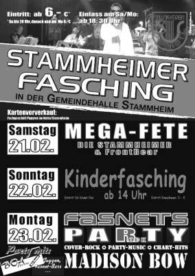 Musikverein Stammheim e.v. Schwarzwaldverein Ortsgruppe Stammheim e.v. Fasnetsküchle-Wanderung Am Sonntagnachmittag, 15. Februar laden wir zur traditionellen Fasnetsküchle-Wanderung ein.
