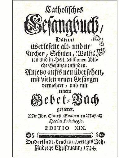 inhaltlich auf das Erfurter Gesangbuch von 1713 (vgl. M.Müller, S.194). Abb. dieses GB, Auflage 1734 bei Müller, S.