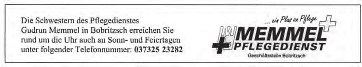 Seite 34 Amts- und Mitteilungsblatt der Gemeinde Bobritzsch-Hilbersdorf Erscheinungstag: 15.11.