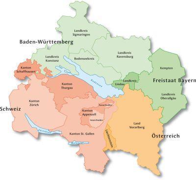 Die Vierländerregion Bodensee, Stand Juli 2017 (2) Pendler: 20.000 Menschen pendeln zum Arbeiten von Deutschland in die Schweiz. Einwohnerzahl 2016: 4,05 Mio.* Größte Stadt: Zürich (CH) mit 410.