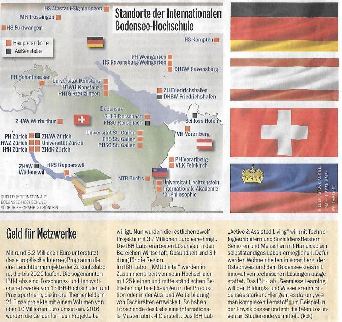 Standorte der Internationalen Bodensee Hochschule (IBH), Stand 2/2018 30 Hochschuleinrichtungen in vier Ländern unter einem Dach; Lehre und Forschung mit regionaler Perspektive durch 2.