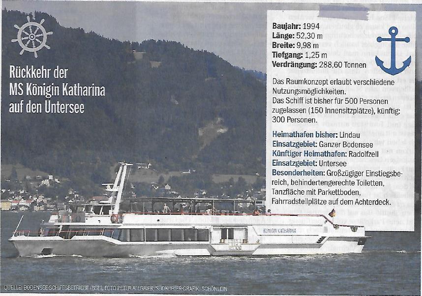Schiffsfahrten auf den Untersee des Bodensees von Radolfzell mit der MS Stadt Radolfzell im Frühjahr-Sommer-Herbst von 09.