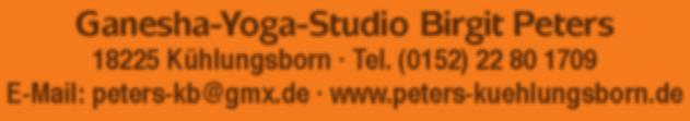 Ganesha-Yoga-Studio Birgit Peters 18225 Kühlungsborn Tel. (0152) 22 80 1709 E-Mail: peters-kb@gmx.de www.peters-kuehlungsborn.de Gesundheit & Pflege Sie brauchen Hilfe? Wir sind für Sie da!