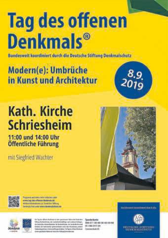 22 Kirchen Mitteilungsblatt der Stadt Schriesheim 28. August 2019 Nr. 35 wendig aus einer ganzen Tonne Golderz gewonnen werden müsste.
