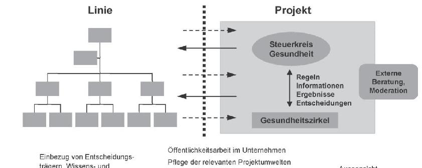 Projektmanagement und Organisationsentwicklung Das Verhältnis von Linien- und Projektorganisation (in Anlehnung an Conecta, 2004; vgl. auch Heintel & Krainz, 2001) 3.2 Abbildung 3.