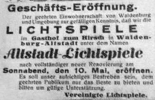 26. September 2019 STADTBOTE Nr. 09/2019 Bekannt gegeben wurde, dass ab 1. April 1886 der Gasthof von Wilhelm Schuricht Zum Hirsch als Gesellenherberge in Betrieb genommen wird.