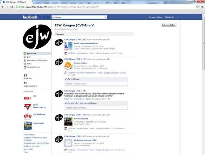8 Facebook EJW Köngen ist Facebook beigetreten! Hier erfahrt ihr vieles rund um das EJW Köngen.