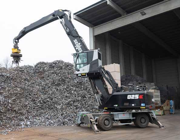material handling metal recovery Black Beauty near Nuremberg s inland port Scrap recycler SWRN GmbH relies on SENNEBOGEN material handler Black Beauty im Nürnberger Hafengebiet Schrott-Recycler SWRN