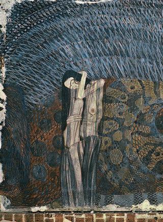 Totentanz von Metnitz a b c 5a, b und c Beethovenfries, Gustav Klimt, 1902, ephemere Wandmalerei für die 14.