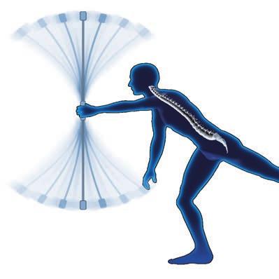 DAS RÜCKENGERECHTE UMFELD: SPORT Effektives Muskeltraining in allen Schichten Zum Training von Rücken-, rust- und Armmuskeln eignen sich flexible Schwingstäbe mit Gewichten an den Enden.