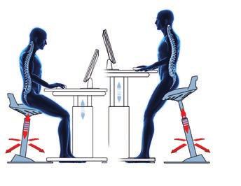 Außerdem bleibt die Wirbelsäule bei diesen Aktiv-Stühlen auch dann aufrecht, wenn man sich nach vorn der Arbeit zuneigt.