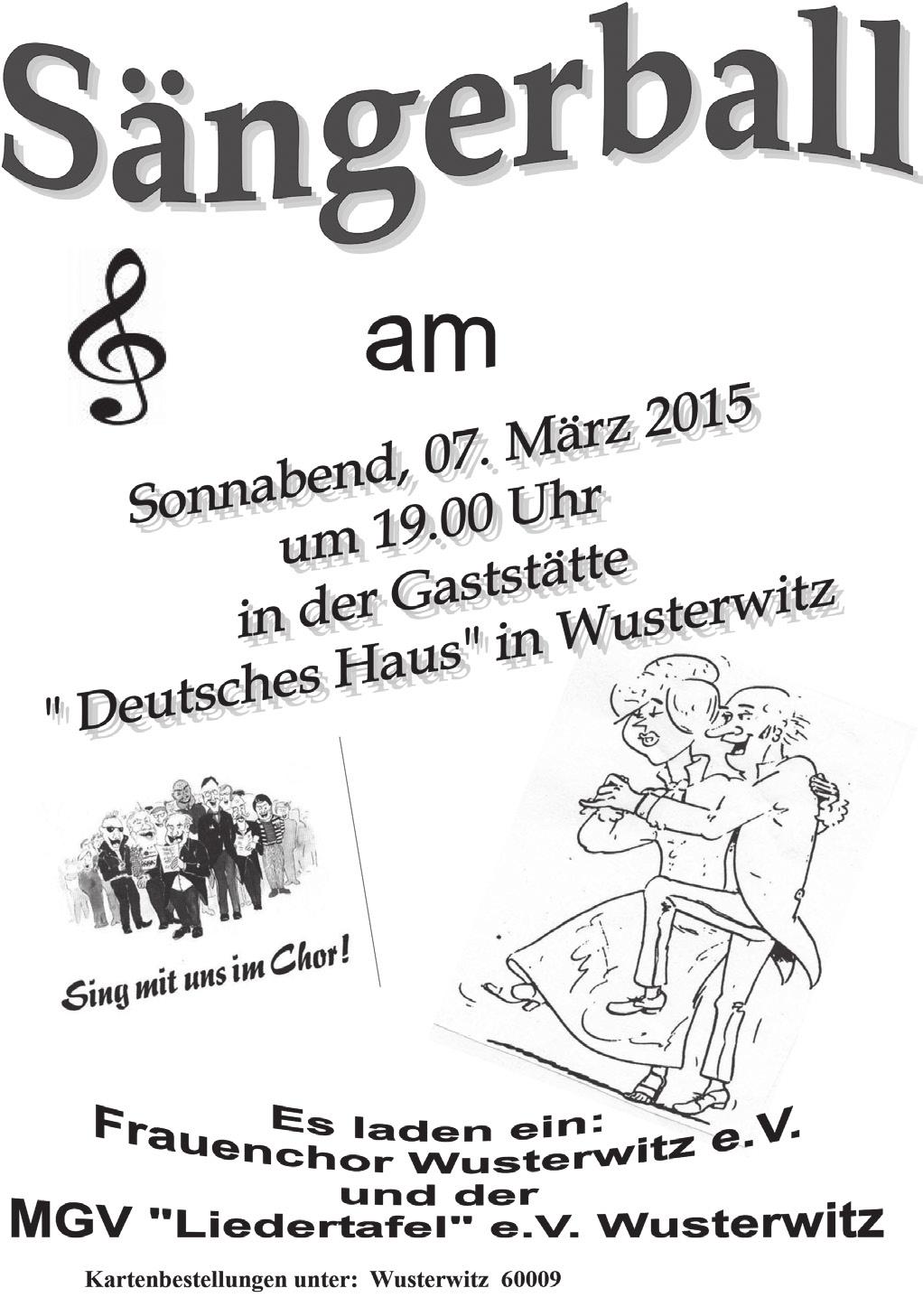 6 Amtsnachrichten für Bensdorf, Rosenau & Wusterwitz 25. Februar 2015 Woche 9 Veranstaltungen 28. Februar 10.00 Uhr 20.
