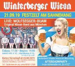 O zapft is! am Sahnehang Winterberger Wiesn steigt am 21. September mit den Wolfsegger Buam Wenn in München am 21.