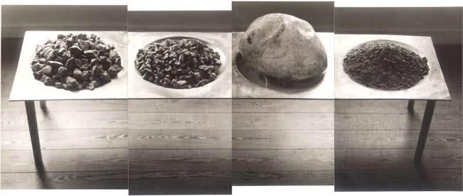 Fragment-Tisch [Fragment Table] 1993 Eisen, Polyester, Granit, Länge 180 cm.
