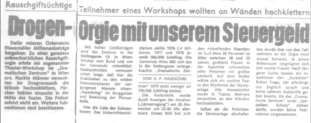 Abbildung 6: Zeitungsartikel der Kronen Zeitung vom 29. November 1979 Besonders der Abgeordnete Steinbauer griff den von der Kronen Zeitung kolportierten Rauschgift-Skandal dankbar auf.