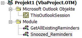 10 OUTLOOK-Projekt Im Folgenden werden drei VBA-Prozeduren vorgeführt, die nicht zum EXCEL-Projekt (s. Abbildung 1) gehören, sondern zu einem OUTLOOK-Projekt (s.