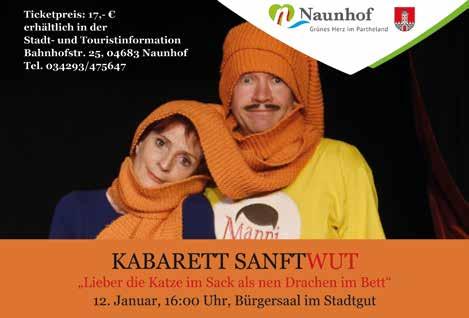 Ein SanftWut-Programm von und mit Uta Moni Serwuschok und Thomas Manni Störel Kabarett-Vorschau 2020 Ab sofort können Sie in der Stadt- und Touristinformation die Kabarett-Saisonkarten für das Jahr
