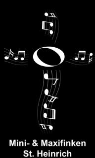 Notenlinien. Vielleicht kann man das Logo so deuten: Die Sängerinnen und Sänger unserer Chöre stellen sich mit ihrer Musik in den Dienst der Verkündigung der Frohen Botschaft.